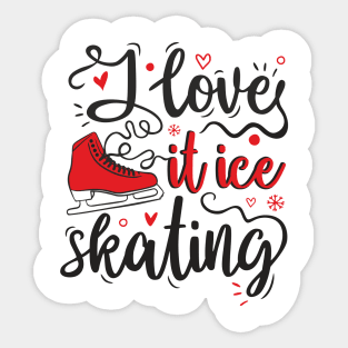 I love it ice skating red Sticker